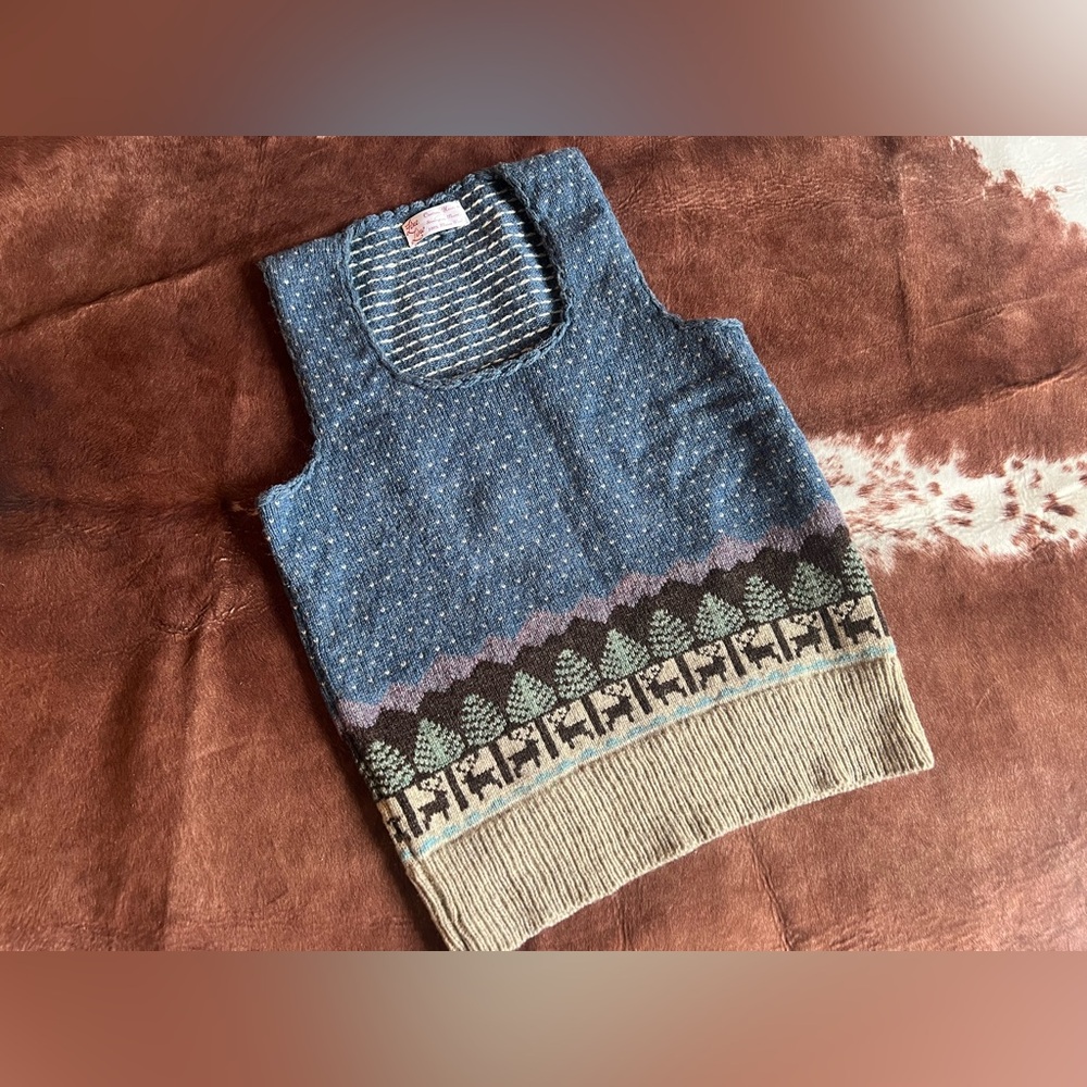 Vintage graphic cozy cabin cottage boho western Winter Sweater Vest